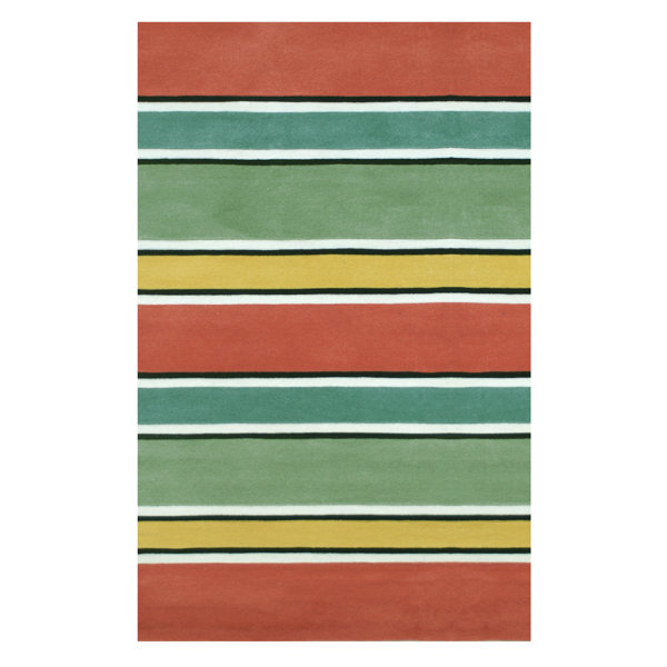 Highland Dunes Alex Handmade Performance Orange/Green/Yellow Rug